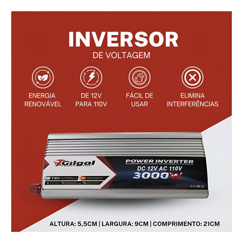 Inversor Senoidal Conversor 3000w 12 P/ 110v - 3.000 Watts