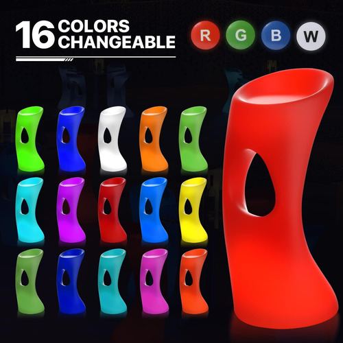 Taburete Led De 32 Pulgadas De Alto 16 Rgb Que Cambia D...
