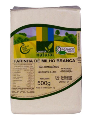 Kit 2 Farinha De Milho Branca Orgânica Coopernatural 500g