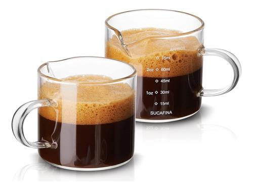 Paquete De 2 Tazas Medidoras De Vidrio Espresso, Tazas De Es