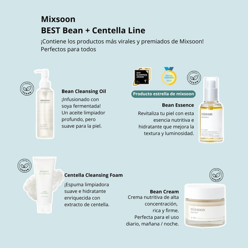 Mixsoon Set De Rutina 4 Pasos De Skincare Cosmética Coreana