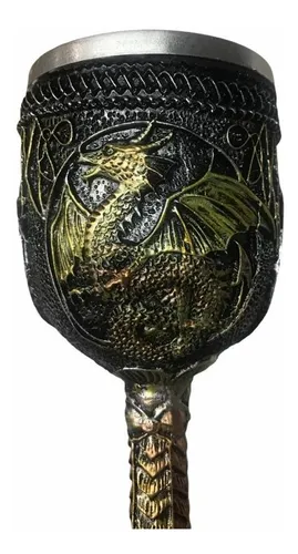 Viking Medieval Cup - Copa de vino de acero inoxidable de resina de color decorada