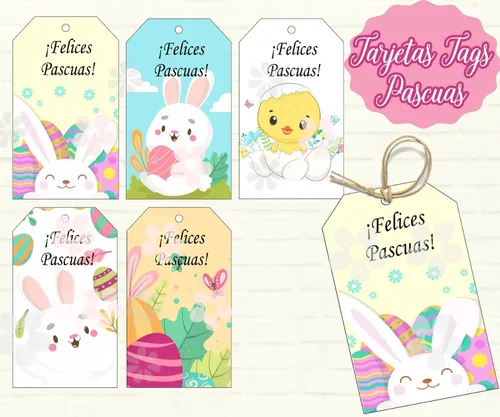 Kit Tarjetas Tags Imprimibles Felices Pascuas Mod2
