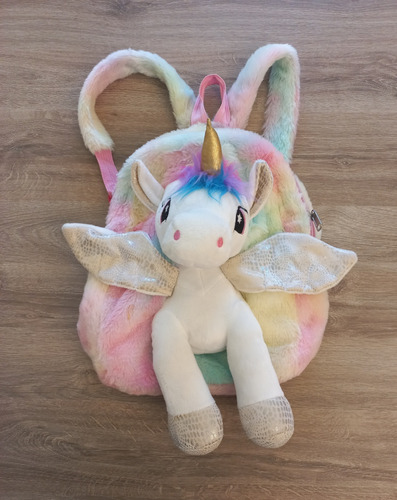 Mochila Jardin Unicornio Peluche 3d Excelente Estado 