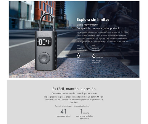 Imagen 7 de 10 de Compresor De Aire Eléctrico Portátil Xiaomi Mi Dzn4006gl