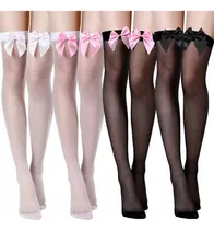 Comprar 4pzs Medias De Encaje Sexy Liguero Bowknot Calcetas Largas