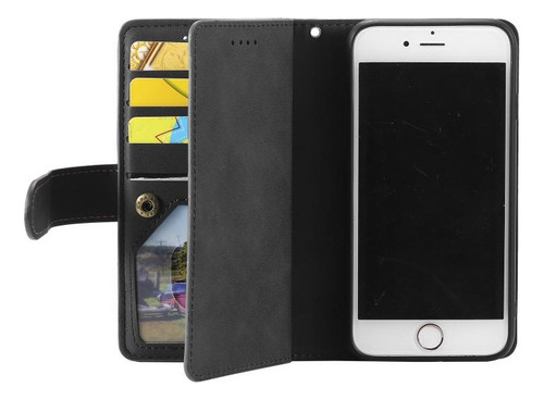 Capa De Couro Preta Com Zíper Para iPhone 16e, À Prova De Ch