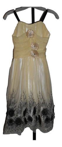 Vestido Niña Marca Popines Talla 10 Beige/negro De La India