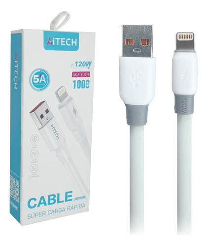 Cable Para iPhone Aitech Pvc Carga Rápida 5a 120w De 1 Metro