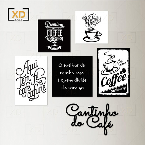 Placas Decorativas Composição Cantinho Do Café + Palavra 