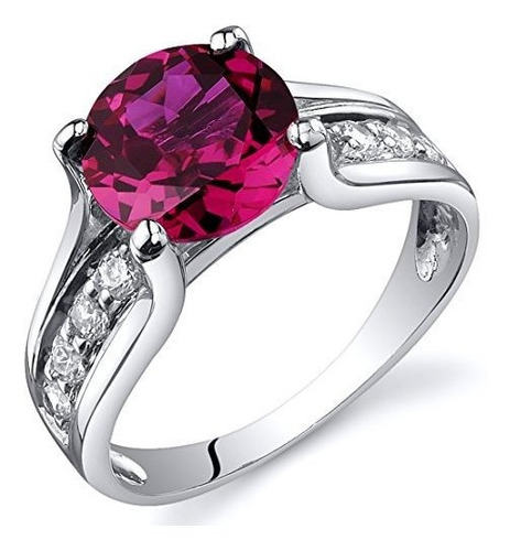 Anillo Estilo Solitario Ruby Creado En Plata De Ley De 2,50 