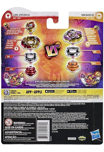 Imagen 4 de 4 de Beyblade Burst Rise Hypersphere Roktavor R5 & Lord Spryzens5