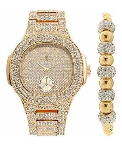 Blinged Reloj De Pulsera Para Hombre Diseno Rectangular Col