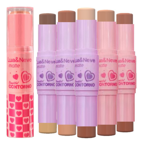 Base de maquiagem em creme Lua e Neve 2 em 1 LN02477 Matte Contorno tom marrom-claro