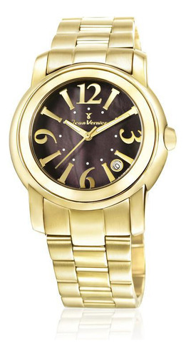 Relógio De Pulso Jean Vernier Aço Dourado Jv01008