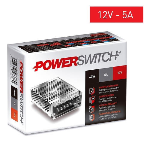 Imagen 3 de 5 de Fuente Switching Metalica Interior 60w 5a 12v - S-60-12