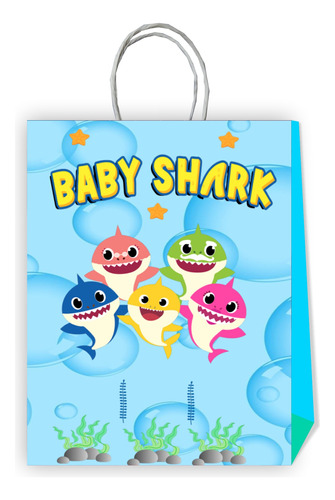 Pack 6 Bolsas De Papel Sorpresa Cumpleaños Baby Shark