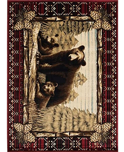 Alfombra Empire Rustic Lodge Grizzly Bear Cubs Area Rug, 39 