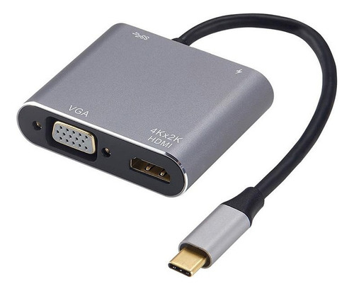 Adaptador de hub Noga Ngh-44 4 em 1 USB tipo C para HDMI Vga 4k 2k