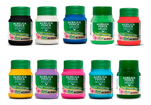 Tinta Acrílica Fosca 37ml - Kit Escolha 10 Cores - Acrilex