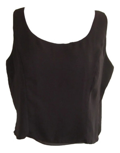 Blusa, Fiesta, Sin Manga, Gasa Doble, Negra, Talla L/ Xl