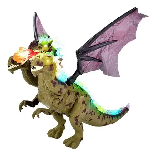 Teorema Mega Dragón De 2 Cabezas Que Camina – Con Sonidos, Luces En La Cabeza, Alas Y Cola Móviles, Colores Llamativos, Para Niños +3 Años