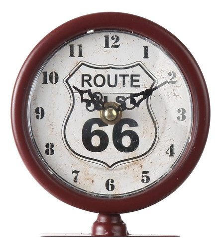 Reloj Mesa Bomba Gasolina Ruta 66 Retro Silencioso Rojo