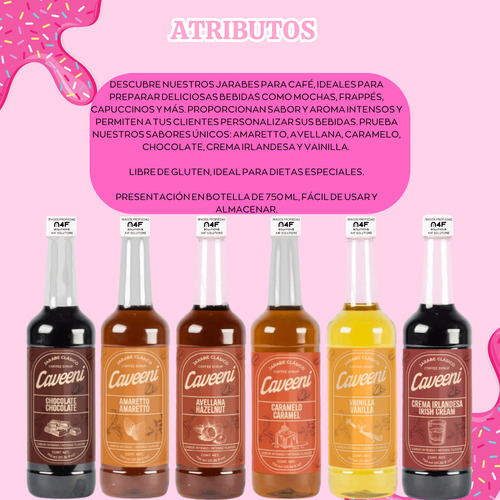 Kit Jarabe Para Cafe Caveeni Enco 750ml 12pz Elegir Sabores