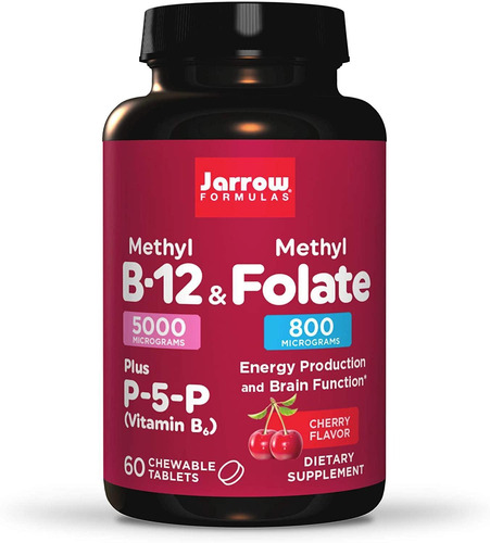 Folato de metilo (b9) 5000 mcg + B12 metil + p-5-p (b6) 800 mcg Sabor Cereja