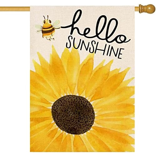 Bandera De Casa De Verano Hello Sunshine Doble Cara, Ba...