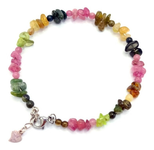 Pulsera Fina Turmalina De Colores De Gema 100% Natural