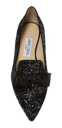 Zapatos Suela Baja Chatitas Dama Jimmy Choo - Glitter Negro 