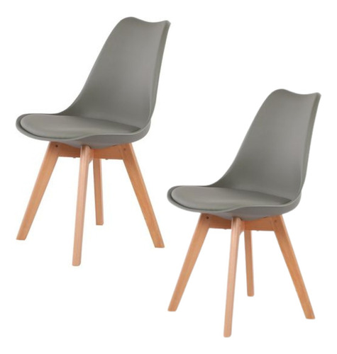 Set De Sillas Tulip Gris Nuuk Diseño Moderno Minimalista Estructura De La Silla Madera