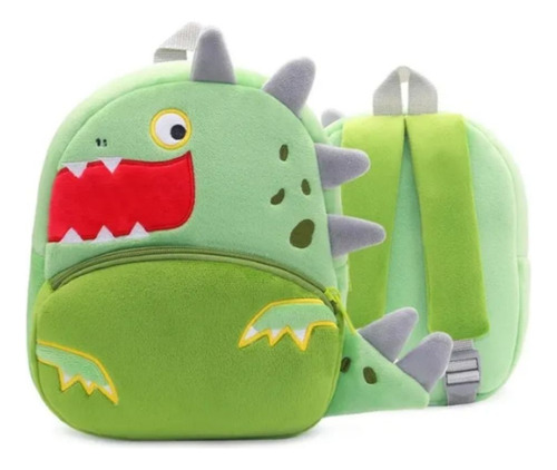 Mochila Preescolar De Felpa Animalitos Color Dinosaurio Diseño De La Tela Lisa
