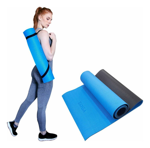 Tapete Ejercicio Yoga Mat 6 Mm Portatil Tayga 190 Cm X 61 Cm Color Azul