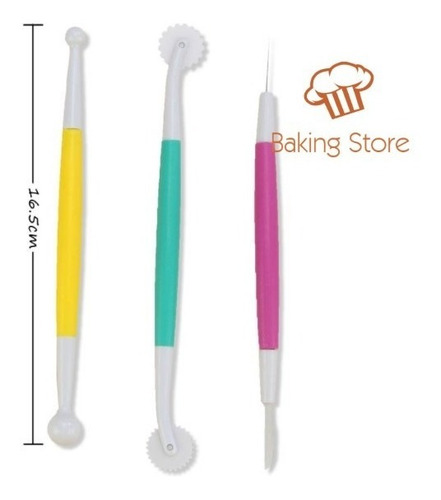 Imagen 2 de 6 de Set 3 Estecas Para Principiantes Fondant Porcelana Fría