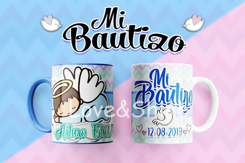 +10 Plantillas Para Sublimar Tazas De Bautizo 2 Psd