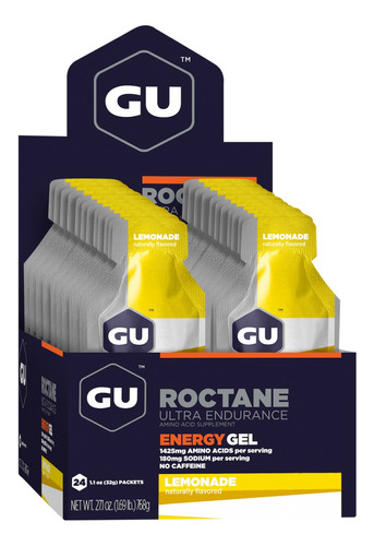 Suplemento en gel GU  Roctane Roctane Energy Gel carbohidratos sabor lemonade en caja de 768g 24 un