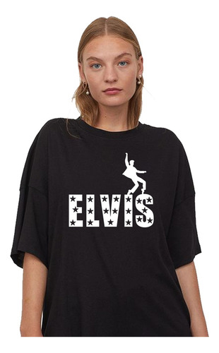 Remera Elvis Presley Logo Silueta Personalizada Unisex