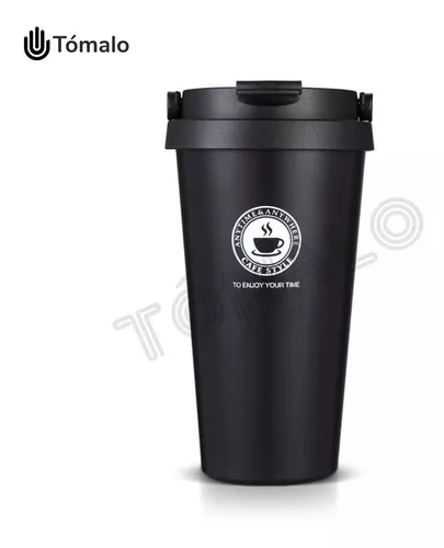 Termo Cafe 500ml, Tazas de Cafe de Acero Inoxidable Aislamiento Al Vacío,  Vaso Termo Cafe para Llevar con Tapa a Prueba de Fugas y Asa, Reutilizable