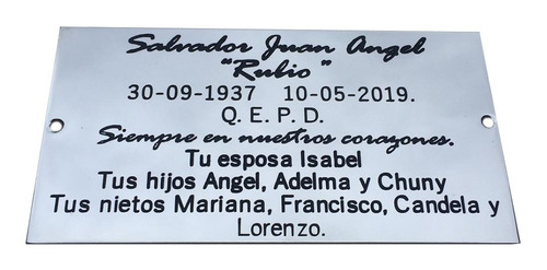Imagen 7 de 10 de Placa Cromada Funeraria, Cementerio, Nicho, Lapida, 20x10cm