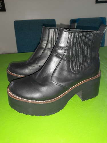 Zapatos Botas Negras Con Taco Tipo Plataforma