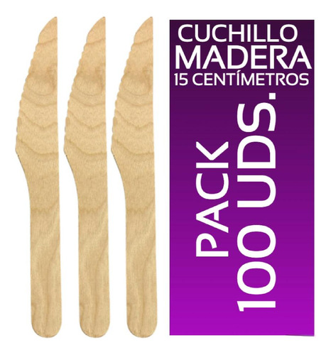 Cuchillo Madera X 100 Utensilios Servicios Cubiertos Eco