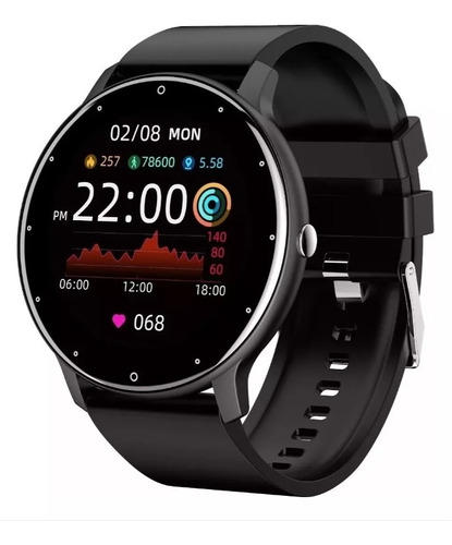 Smartwatch Zl02 Caja Negra Malla Negra De Silicona Reloj