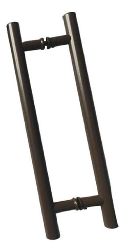 Puxador H Tubular Duplo Porta Madeira Vidro 40cm Marrom Cor Marrom - Bronze