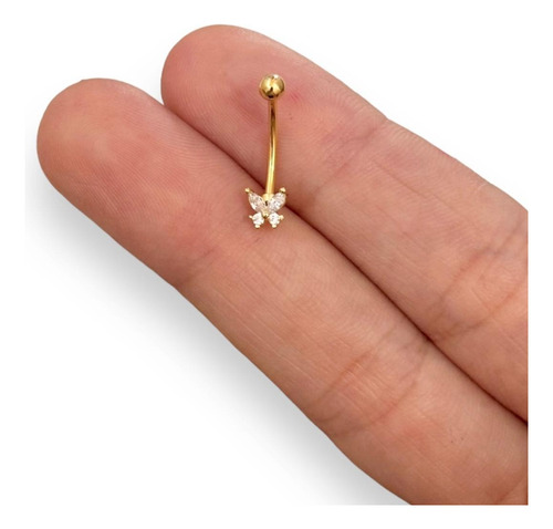 Piercing Intimo Genitál Umbigo Rook Coração Aço Cirúrgico Cor Borboleta Delicada Dourada