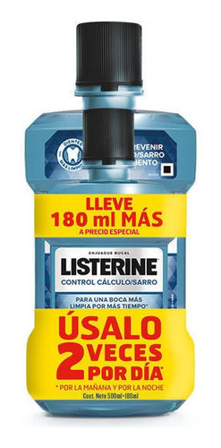 Enjuague Bucal Listerine® Control Sarro 500 Ml + 180 Ml