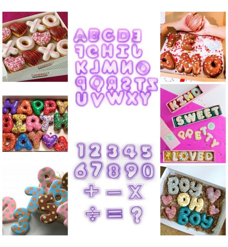 Cortadores De Donas Donuts Alfanumérico Letras+números 10cm