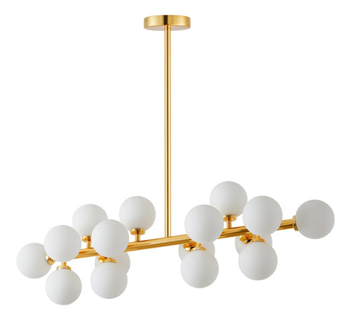 Pendente Dornan Dourado Globos Branco 90cm 16g9