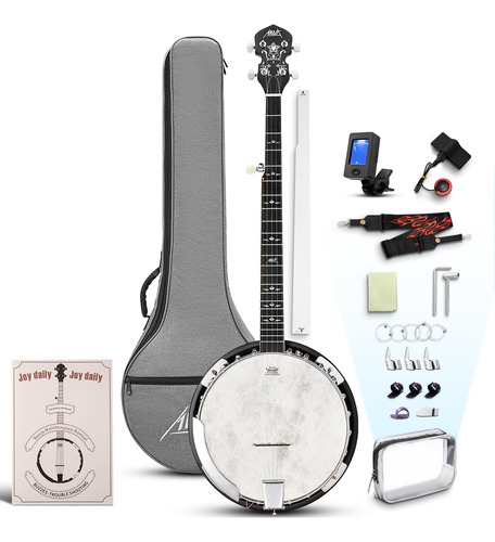 Banjo Aklot, Tamaño Completo, 5 Cuerdas Con Cabeza Remo, 38